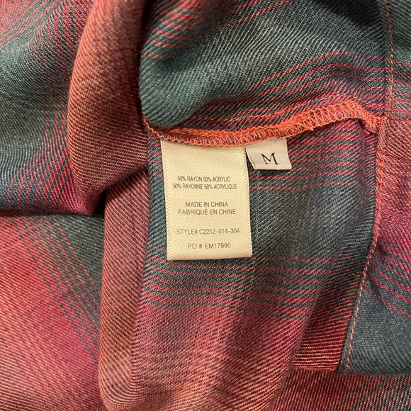 Anthropologie Cloth & Stone SZ M Red and Blue Plaid Lace Up Back Top! - Picture 7 of 12